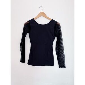 Beyond Yoga Mesh Sleeve Top with Built-In Bra | Black | Small